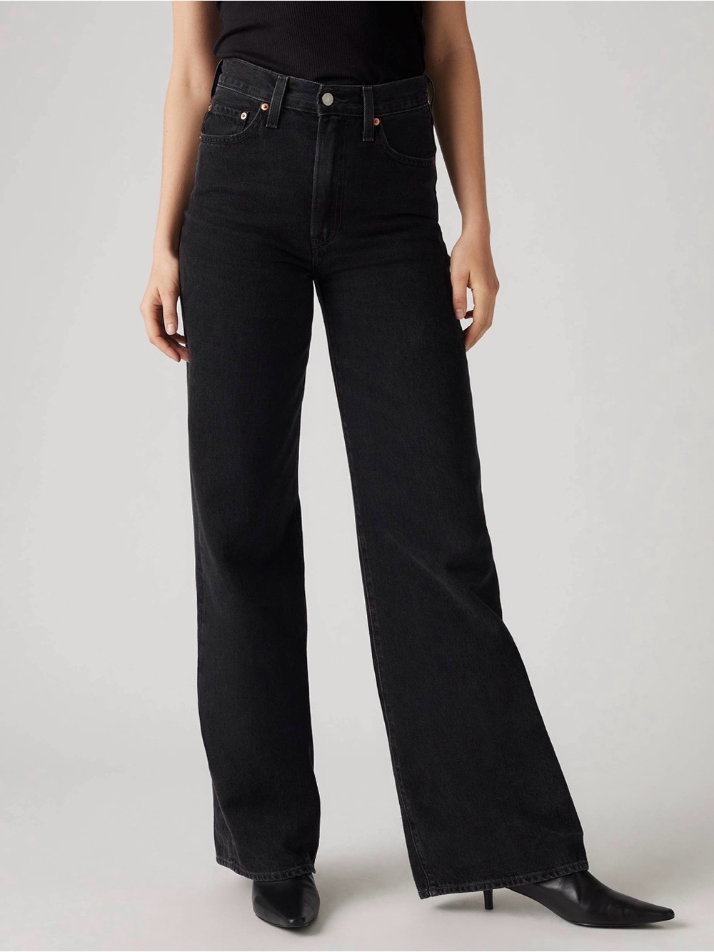 Levi's Black High-Rise Wide-Leg Jeans - Women's